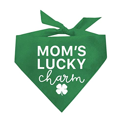 Mom's Lucky Charm | 100% Cotton Triangle | Made in USA | Funny St. Patrick's Day Photoshoot Prop | Shamrock | Drinking Bar Parade Event Or Party | Green X-Small (985)