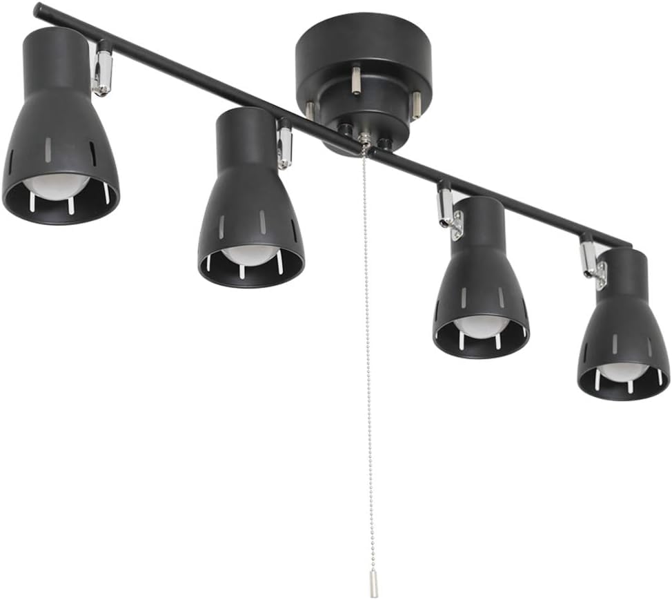 szbritelight シーリングライト 4灯 スポットライト E26口金 LED電球対応 おしゃれ リビング 天井照明 北欧 インダストリア カフェ風 角度調節 折り畳み式 プルスイッチ 寝室 居間 ダイニング ストレート型 電球別売 ブラック