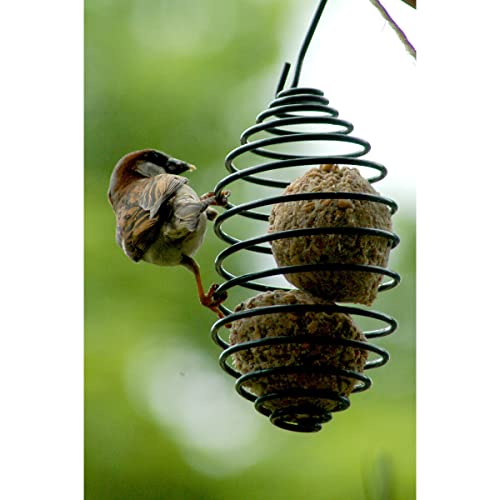dobar® Meisenknödelhalter - Futterspirale für Meisenknödel - Vogelfutterspender aus Metall - Futtersäule für Wildvögel für Garten/Terrasse/Balkon - Ø 7,5 x 11 (26,5) cm - Grün