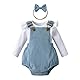 Joureker Neugeborenes Baby Mädchen Kleidung Set lange Ärmel Tops Suspender Strampler Outfit Set, Blau, 3-6 Monate