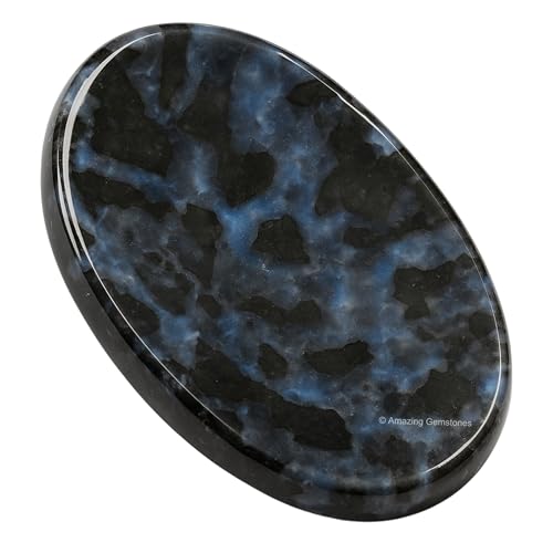 Image of Amazing Gemstone Indigo Gabbro Worry Stone Crystals and Healing Stones - Stones for Stress Relief - Piedra Crystal Fidget for Meditation, Relaxation - Unique Stocking Stuffers and Birthday Gift
