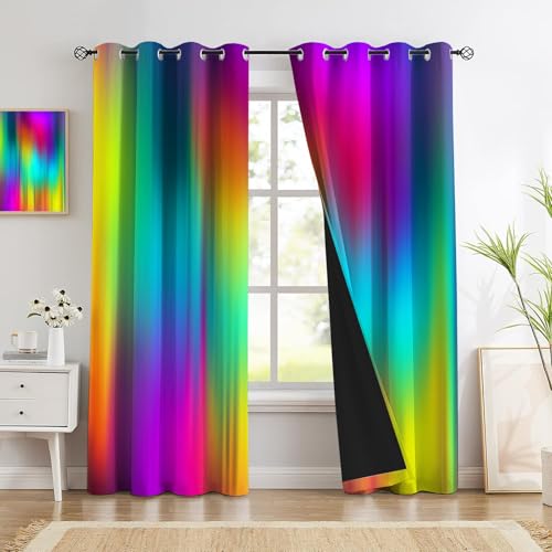 Rideau occultant arc-en-ciel lot de 2 pour la chambre et le salon 140x200 cm