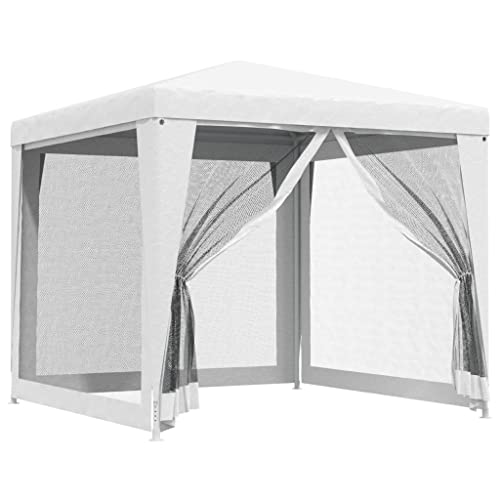 Tonnelle facile à assembler 2,5x2,5m avec rideaux maille blanche