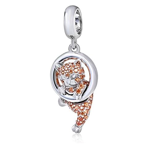LAMOONY Lucky Cat Charm 925 Sterling Silver Animal Charm Pet Charm Halloween Charm Christmas Charm for Diy Charms Bracelet (Cat) Cover