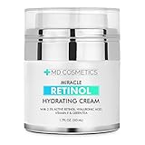 NEW FORMULA FOR 2018! MD Cosmetics Retinol Moisturizer Cream for Face and Eye Area - With Retinol, Hyaluronic Acid, VITAMIN E & Green Tea. Night and Day Moisturizing Cream 1.7 Oz