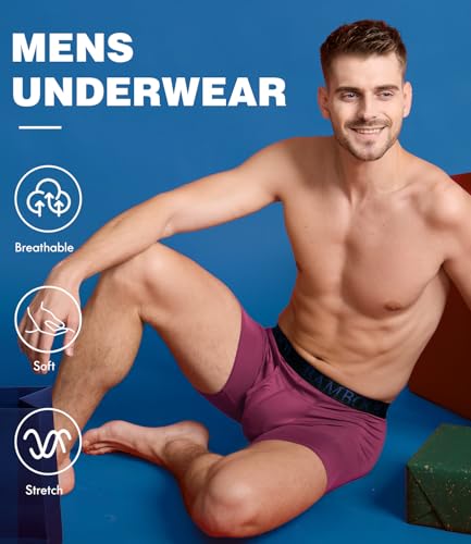 Image of BAMBOO COOL Men's Ultra ComfortSoft Underwear, Moisture Wicking & Breathable No Ride Up Boxer Briefs with Fly, Multipack