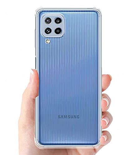 Image of Soft Flexible Silicone Back Cover Compatible with Samsung Galaxy M32, Transparent Case + Screen Guard