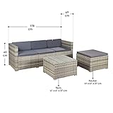 ArtLife Polyrattan Lounge Punta Cana M für 3-4 Personen mit Tisch in grau-meliert mit Bezügen in Dunkelgrau - 6