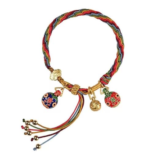 Tuna Bracelet of Reincarnation,Colorful Rope Gold Swallowing Beast Bracelet Remove Bad Luck Resolve and Reincarnation Tibetan Bracelet Adjustable Handmade Feng Shui Samsara Bracelet Religious Jewelry Gifts for Women Men