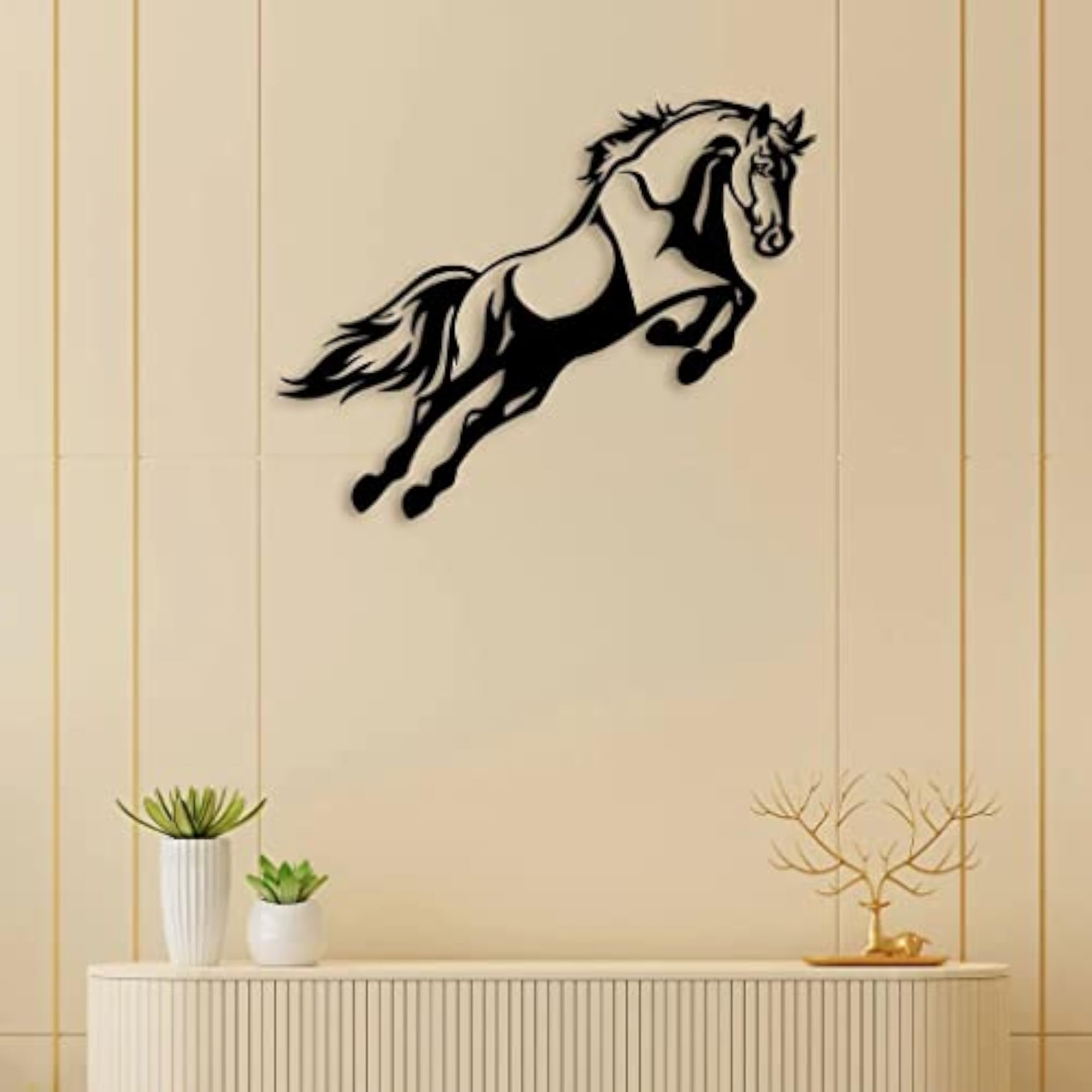 Elegant Jumping Horse Metal Wall Art