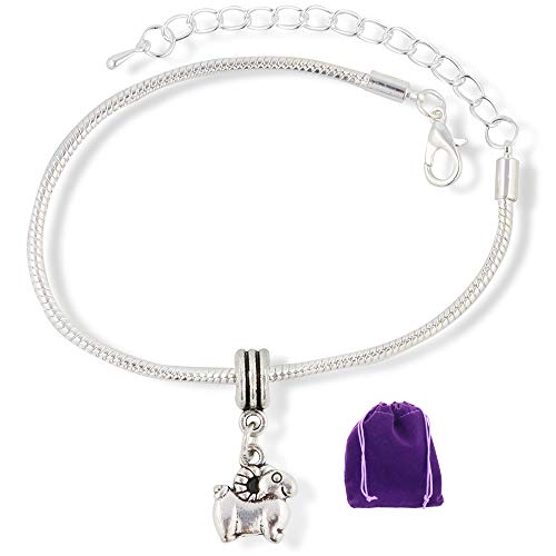 Image of Dave The Bunny Goat Bracelet | Jewelry Ram Mountain Goat (Cartoonish) Snake Chain Charm Bracelet