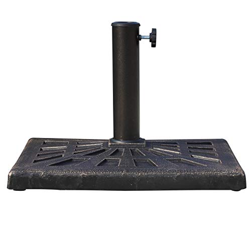Outsunny Pied de Parasol Base de lestage carrée 47L x 47l x 32H cm résine Imitation Fonte Poids Net 15 Kg Bronze
