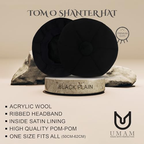 Image of Scottish Tam O' Shanter Hat Tartan Bonnet Pom Pom Wool Flat Cap One Size