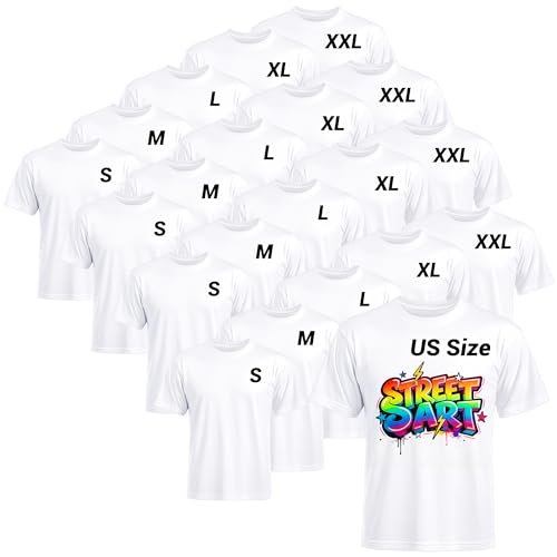 Joyclub 20 Pack White T Shirts Polyester Bulk Sublimation Blanks Wholesale Unisex Crew Neck Short...