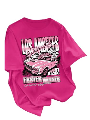 WDIRARA Girl's Car Graphic T Shirt Crewneck Short Sleeve Tee Shirt Casual Tops