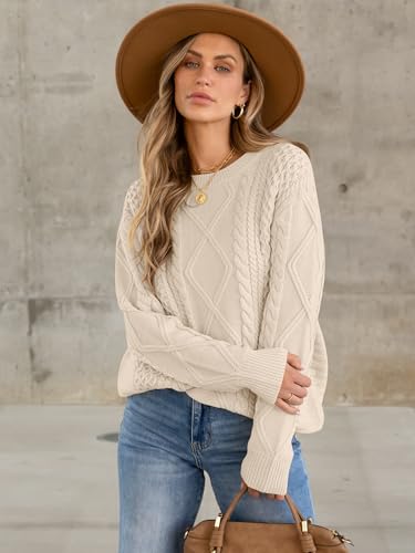 ANRABESS Sweaters for Women Oversized Cable Knit Fall Long Sleeve Crewneck Casual Pullover Sweater Tops 2025 Winter Outfits - Image 3