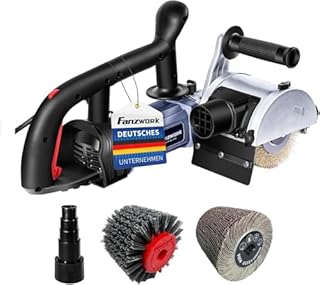 FANZWORK V2 1500 Watt Spazzolatrice per Legno,Smerigliatrice per la Ristrutturazione di Superfici, con 1 Connettore Aspirapolvere, Controllo della Velocità, Ottone e Nylon e Spazzola Vetrata