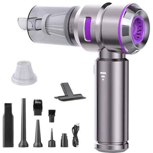 Semflagree Mini Aspirador de Mano 4 en 1 Inalámbrico, 23000PA Potente Succión Ciclónica Fuerte USB Recargable Aspirador Portátil para Pelo de Mascota, Coche, Casa, Oficina, Cocina(púrpura Plateado) Semflagree Mini Aspirador de Mano 4 en 1 Inalámbrico, 23000PA Potente Succión Ciclónica Fuerte USB Recargable Aspirador Portátil para Pelo de Mascota, Coche, Casa, Oficina, Cocina(púrpura Plateado)