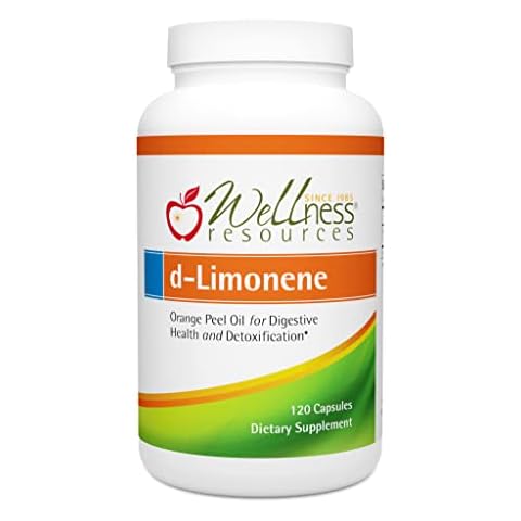 Wellness Resources High Potency d-Limonene Capsules 1000mg, 120 Capsules - Orange Peel Extract for Digestive Health, Heartburn, Acid Reflux, Detoxification Cover