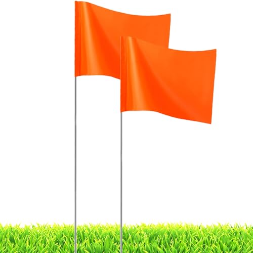 20Pack Orange Marking Flags JIZHGRAD 13x4x5 Inch Marker Flags Use for Yard & Lawn Boundary & Dog Training Survey & Landscape Sprinkler & Surveyor Garden & Construction High Visibility Sturdy Versatile UV & Weather Resistant