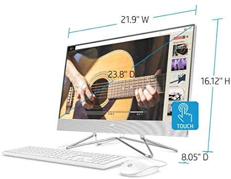 Image of HP 23.8 inch Touchscreen IPS FHD WLED backlit All-in-One Desktop, AMD Ryzen 3 3250U, 8GB DDR4, 1TB 7200RPM HDD + 256GB PCIe NVMe SSD, Optical Drives, WiFi, Bluetooth, Camera, Media Card Reader, Windows 10