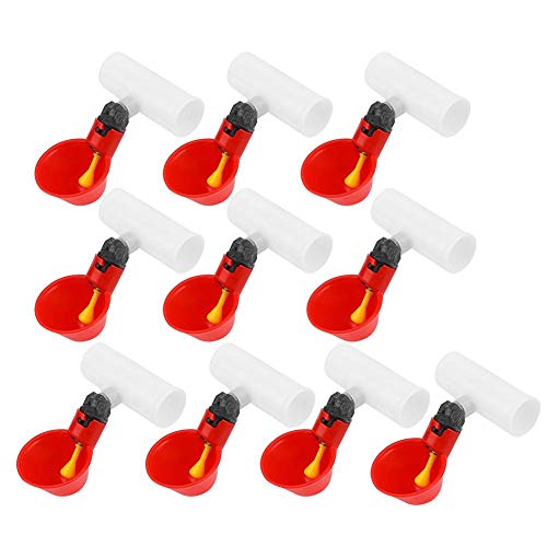 Hffheer Bicchieri per Bevitori di Pollo 10 Pezzi Bevitori Automatici abbeveratoi Cortili di plastica Rossi Anatra Uccello Quaglia Piccione Gallina Mangiatoia per Acqua Scodella(A)