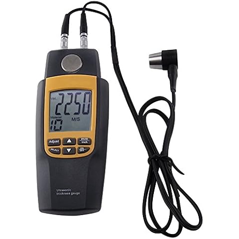 Gain Express Dual Thickness Meter Gauge Wave Velocity 1000~9999m/s for Steel, Aluminum, Copper, Glass Cover