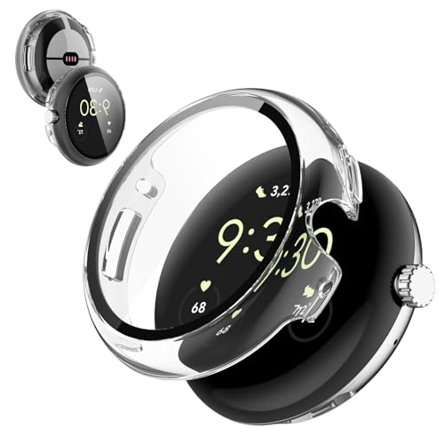 AIYYXX For Google Pixel Watch 4 P[X 41mm 45mm 3DpGbW ^ PC+KXf ̌^ pixel watch 4 P[X Ή ߗ LYh~ wh~ ȒPɎtE Sʕی Jo[ (4