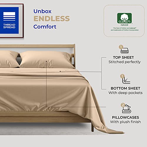 100% Cotton Queen Size Sheet Set - 4 Pc Set - Hotel Luxury Bed Sheets - Deep Pocket - Easy Fit - Breathable & Cooling Sheets - Comfy - 400 Thread Count Sateen Weave Taupe Bedsheets - Queens Sheets #TOP2