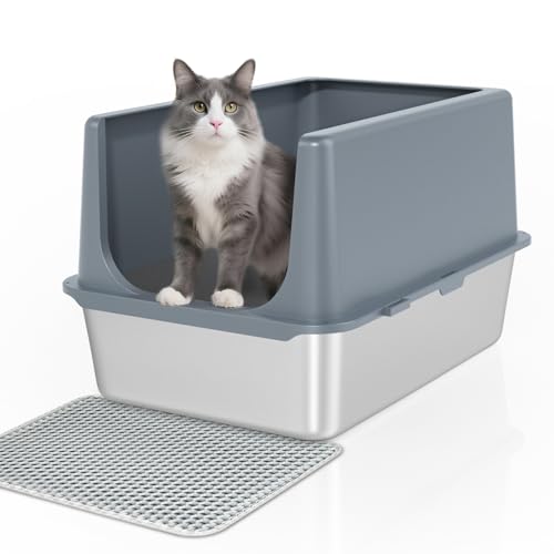 LIHONG Stainless Steel Cat Litter Box, XL Metal with Lid, Cat Litter Pan for Large Cats, Non-Sticky Large Kitty Litter Box, Anti-Leakage, 23.5" X 15.5" X 14" XXL - image 8