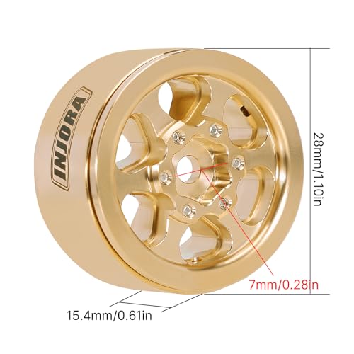 INJORA 1.0 Messing Beadlock Rad -4.7mm Offset Felge für 1/24 1/18 RC Crawler SCX24 FCX24 TRX4M Ascent18 (W1011)