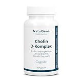 NatuGena Cholin-3-Komplex, 3 bioaktive Cholin-Formen - 191 mg Cholin-Dihydrogencitrat, bestmögliche Bioverfügbarkeit durch Citicolin, L-Cholinbitartrat, 60 Kapseln (1-Monats Packung)