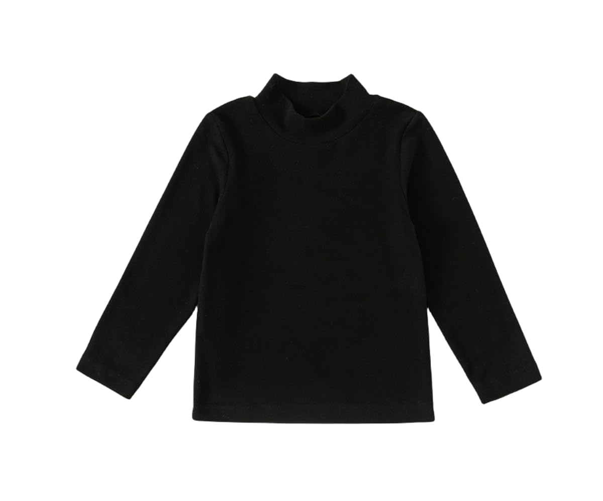 Toddler Kids Baby Girl Basic Shirts Crewneck Long Sleeve Undershirts Unisex Girls Solid Color Tee Shirt Tops (Black,120/4-5 Y,Unisex,Big Kid,US,Age,4 Years,5 Years)