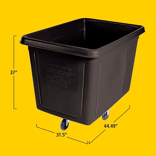 Image of Rubbermaid Commercial Products Bulk Cube Truck with Wheels, Black, Transport up to 600 lb. of Waste /Laundry /Linen /Supply /Packaging Material for Hospital /Hotel /School