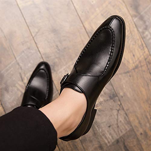 Battle Men Formal Dress Shoes for Men Business Oxfords Slip-on Synthetic Leather Low Heel Anti-Skid Pointed Toe Stitched Split Joint Monk Strap Buckle4