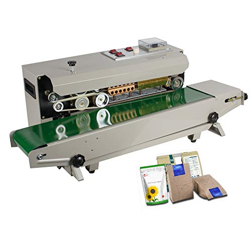 Zorvo Continuous Sealing Machine Auto Sealing Sealer Machine Horizontal Sealing Sealer for Plastic Bag Band PVC Membrane Bag Film Automatic Steel Wheel Printing -Shipping from US,3-7 Days delivery