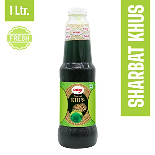 Image of SHREE Guruji Kesaria Thandai & Khus Sharbat Combo Pack Special Dry Fruit Syrup Instant Refreshing Drink For Summer (1 Litre), Liquid