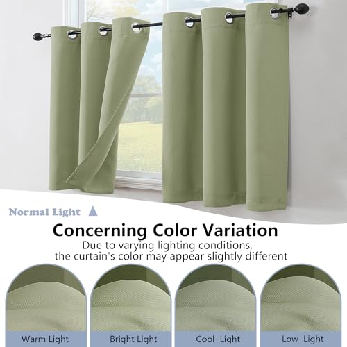 Image of Simplebrand Sage Green Kitchen Valances for Windows 18 Inches Long 2 Pack, Room Darkening Window Valances for Living Room, Grommet Short Straight Drape Kitchen Curtains for Bedroom Kids Room, 40Wx18L