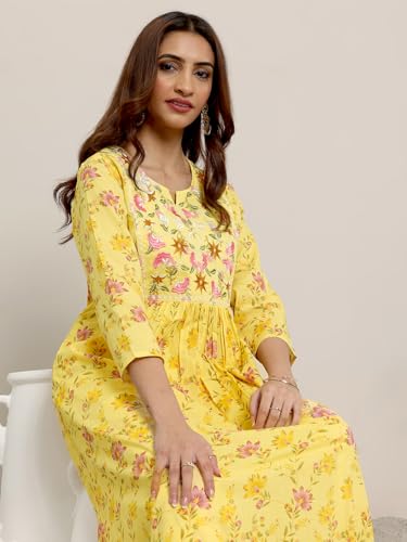 Image of Libas Printed Cotton A-Line Kurta With Trouser