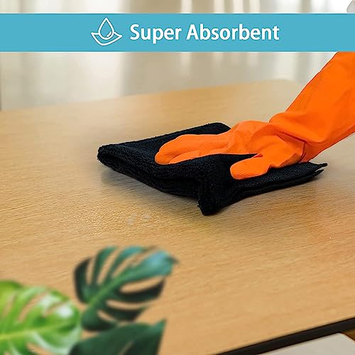 Homexcel Microfiber Cleaning Cloth,8 Pack Cleaning Rag, Premium 300Gsm Cleaning For Kitchens, Bathrooms, Offices, Cars,12"X12"(All Black) #TOP2