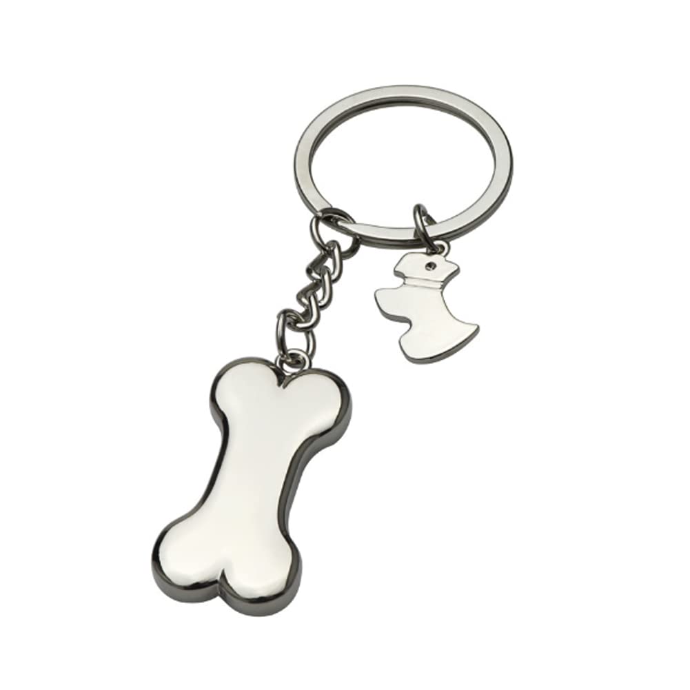 Arfuka Unisex Silver Keychain Dog And Bone Pendant Keyring Key Chain Alloy Metal Key Ring Gift For Men And Women
