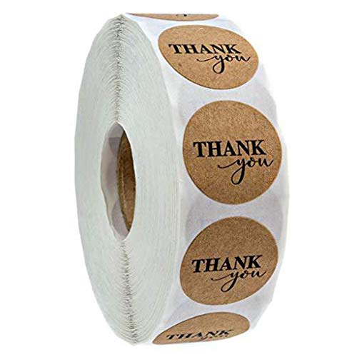 fooderstoury Sticker Labels 500pcs/roll Round Natural Kraft Thank You Stickers Seal Label Scrapbooking Decor
