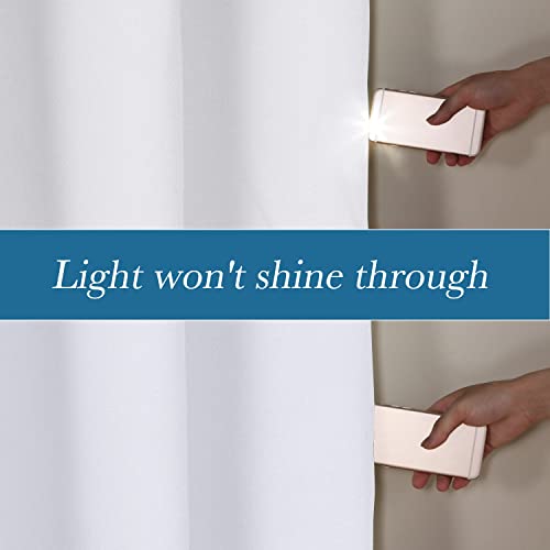 Image of H.VERSAILTEX Linen Blackout Curtains Durable Thick Textured Linen Look 100% Blackout Patio Door Curtain Anti Rust Grommet Extra Wide Sliding Door Curtain Panel, W100 x L108 inch - White