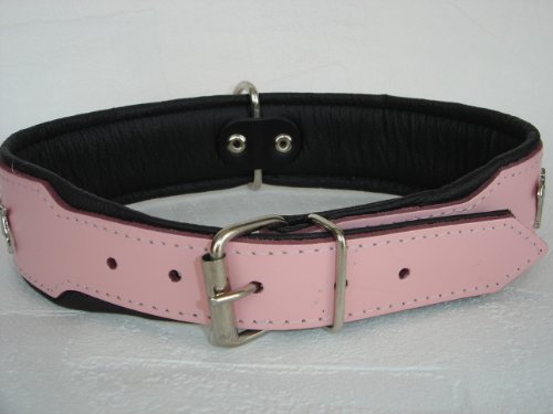 Bullterrier HUNDEHALSBAND - Halsband, Halsumfang 44-52cm/50mm, Leder Rosa