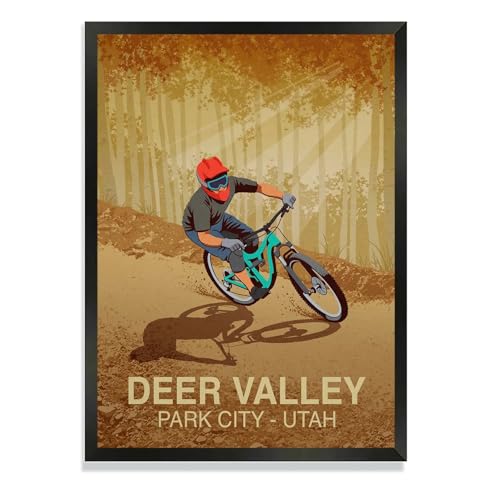 Park City Mountain Bike Trail Poster A4 Black Frame