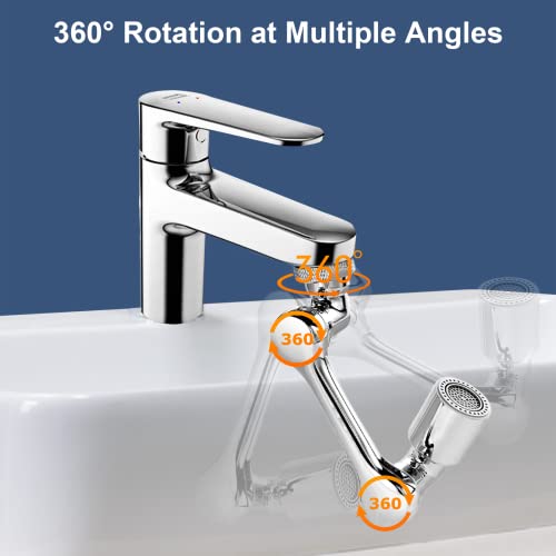 1080° Swivel Faucet Extender Universal Sink With 2 Modes, Wide Range Angle Adjustment Faucet Aerator, Kitchen Tap Splash Filter, Faucet Bubbler, 3 Different Threads Of 20/22/24Mm #TOP1