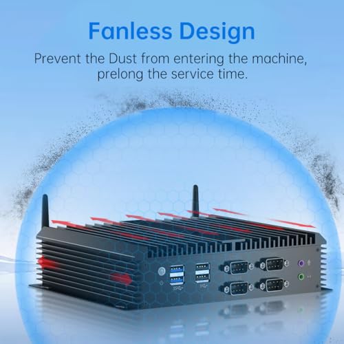 Image of msecore Industrial PC, Fanless Mini Computer with Core i5-8250U, 8G RAM 256G SSD, Dual 2.5G LAN, 6*COM RS232, Support 4G Module /SIM, Wi-Fi 6, 1*HDMI 1*VGA, Windows 11 Pro