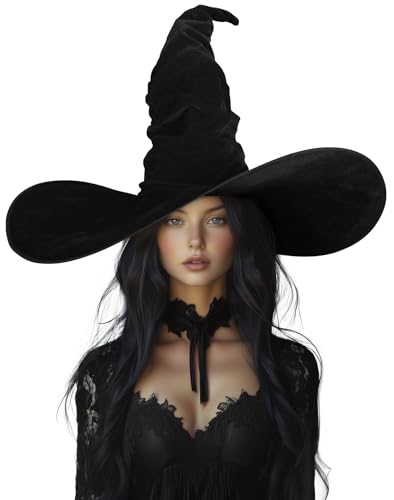 UQJE Oversized Wicked Witch Hat (Statement Brim)
