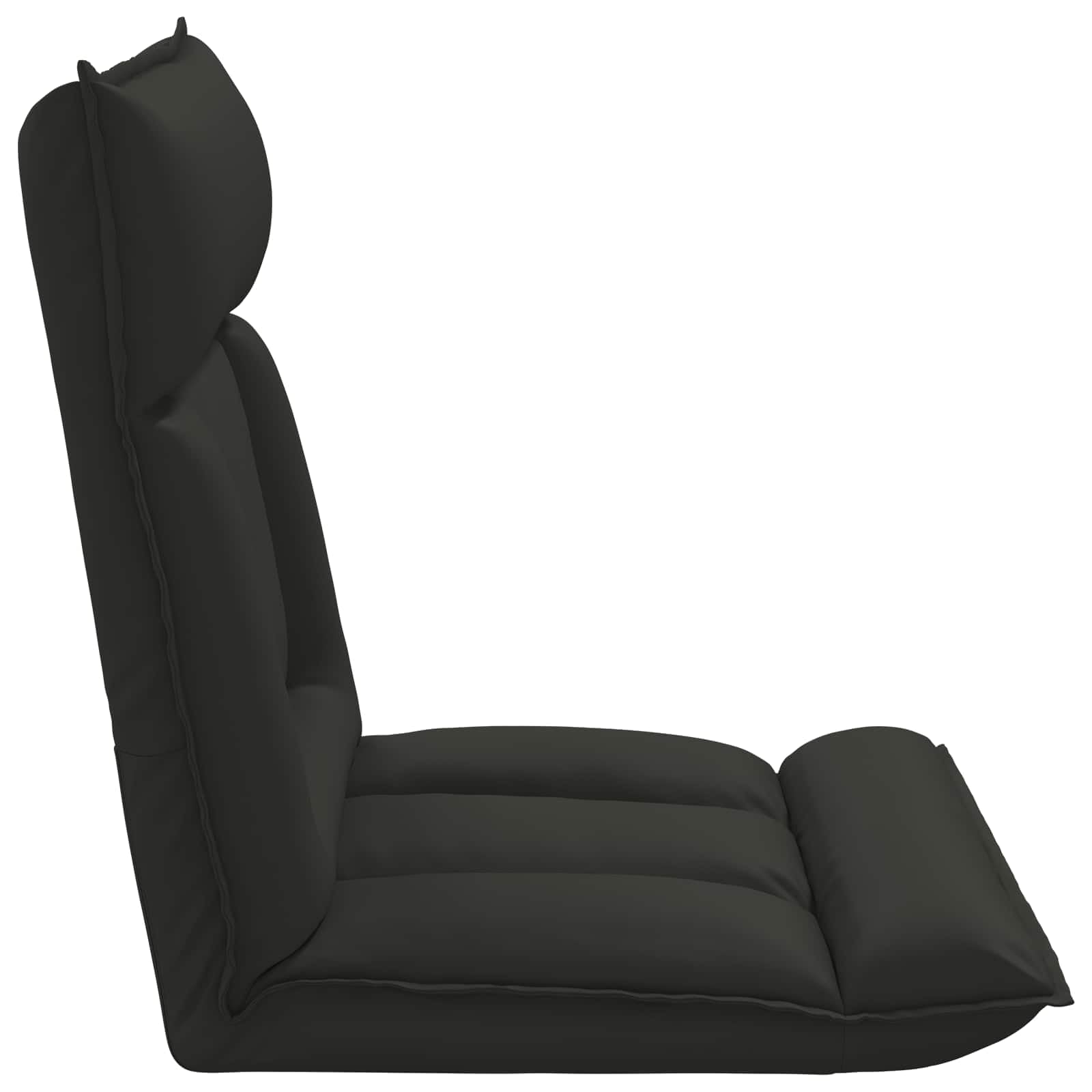 vidaXL Fauteuil de Sol Ajustable Noir Simili Cuir, Fauteuil rectangulaire Moderne, Assise Ajustable, Dossier Multi-Positions, Simili Cuir, Cadre métal, Relaxant