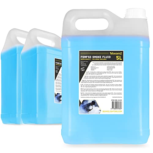beamz Smoke Machine Fluid 5L High Density Professional Fog Liquid - 15L Bundle Set, Non-Toxic, Odourless Water-Based Formula for DJ Events, Parties & Stage Effects (3x 5 Litre Bottles)